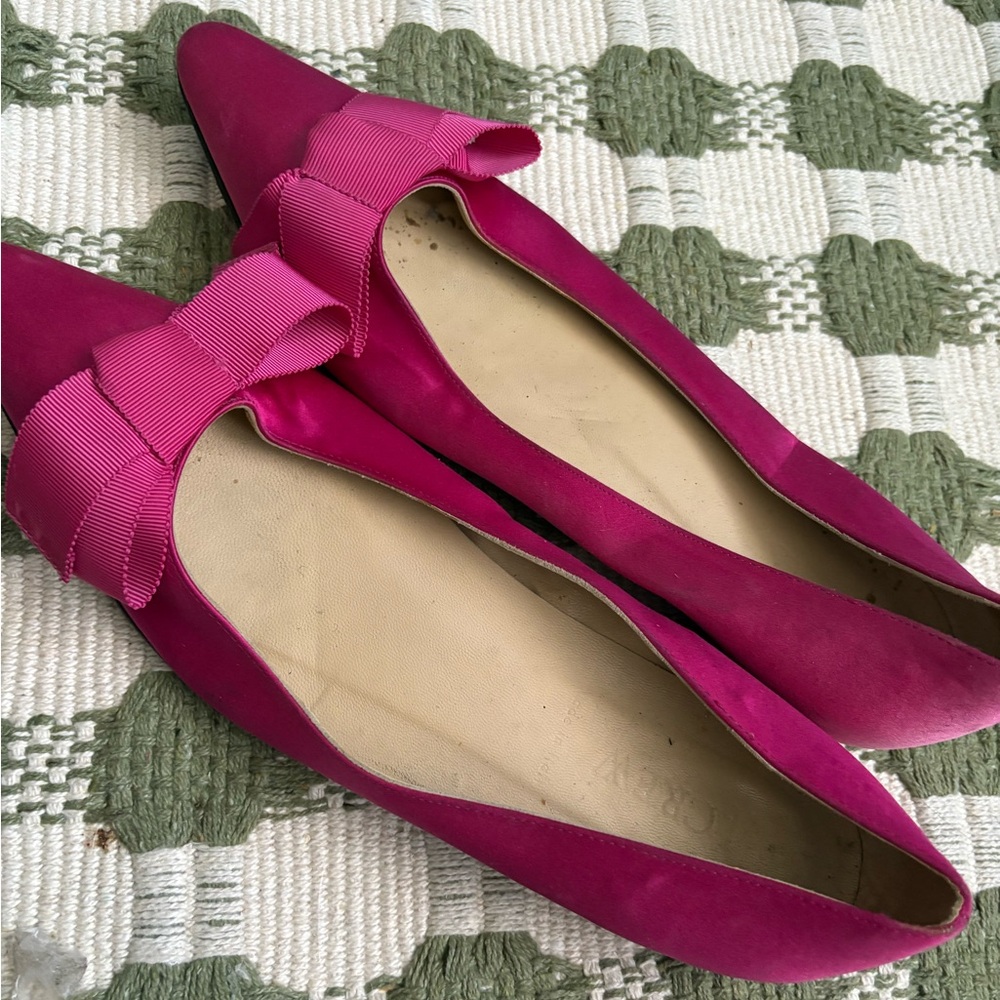 J. Crew satin pointed toe flats with bows
